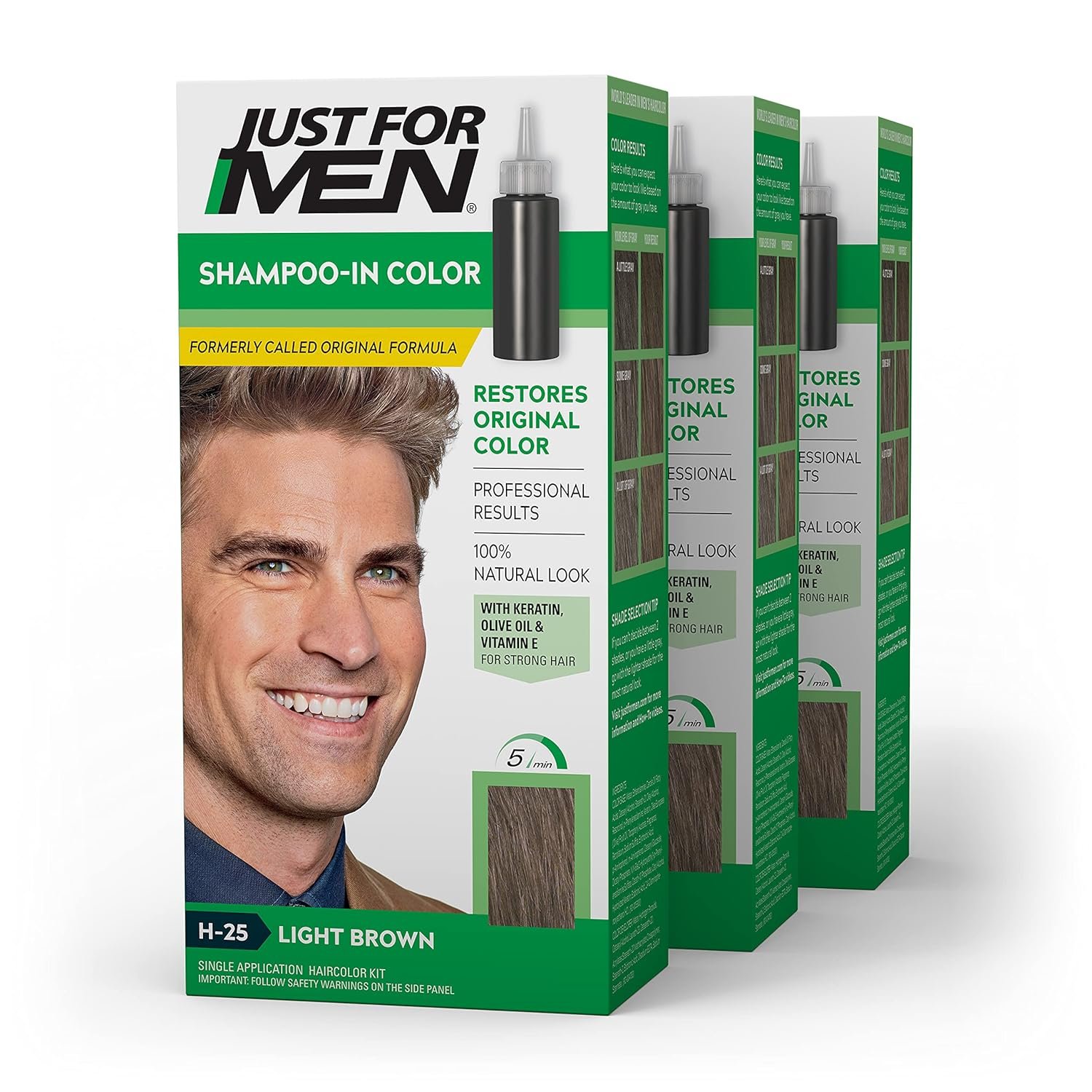 Just For Men Original Formula Men's Hair Color, Light Brown (Pack of 3) - Image 8