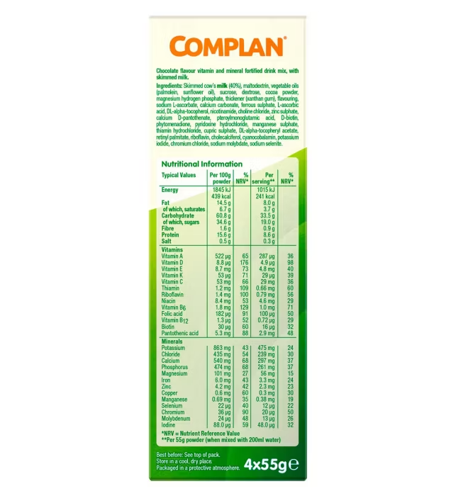 Complan Rich Chocolate Flavour Drink, 4 x 55g Sachets - Pack of 4 - Image 6