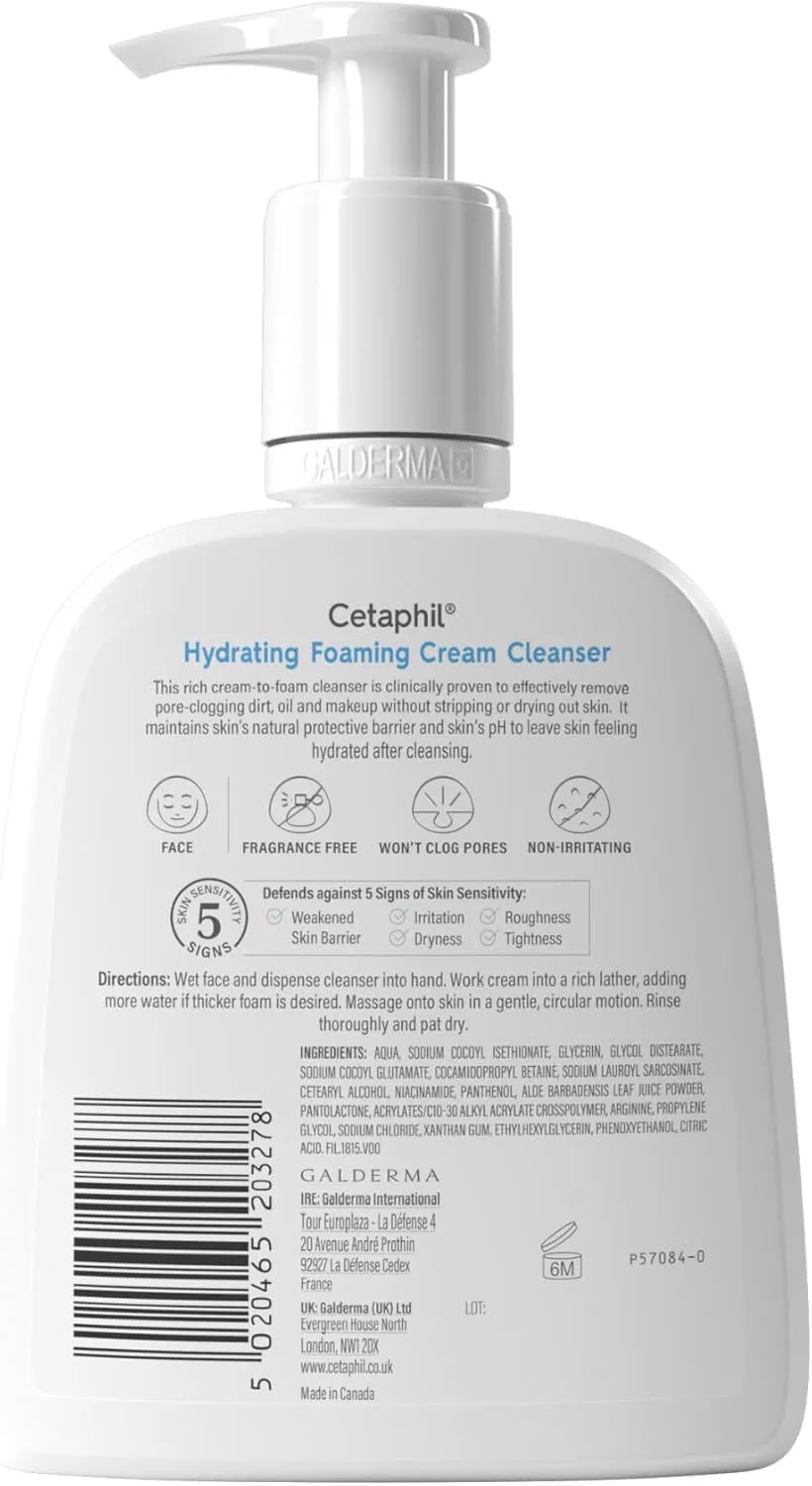 Cetaphil Hydrating Foaming Cream Cleanser and Makeup Remover 236ml - Image 6
