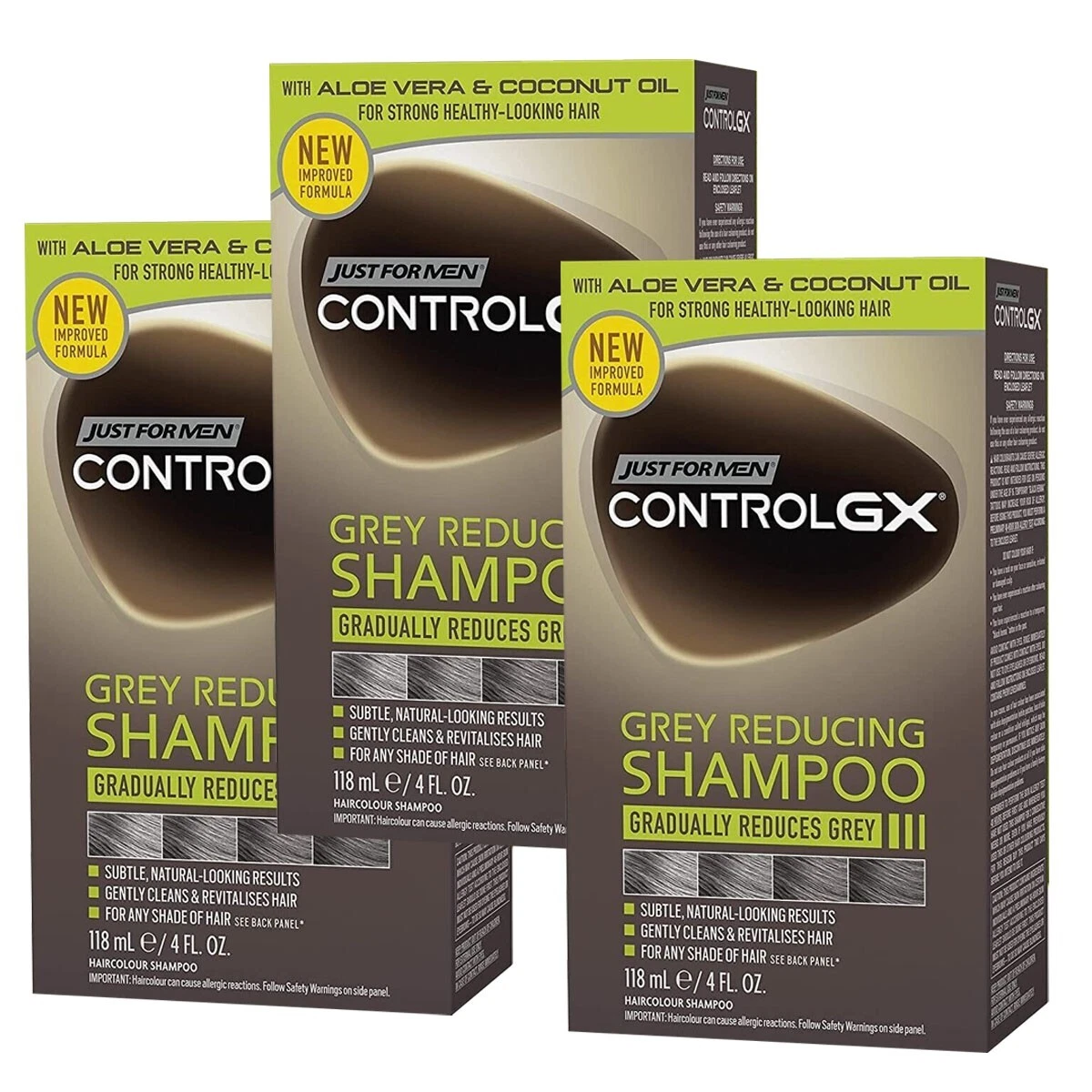 Just For Men Control GX Grey Reducing Shampoo For Grey Hair 118ml (Pack of 3)