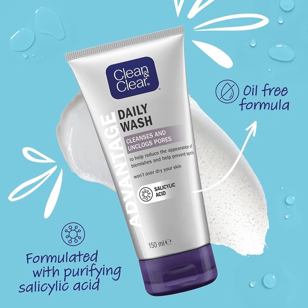 CLEAN & CLEAR® Advantage Spot Control Daily Wash 150ml (Pack of 1) - Image 2