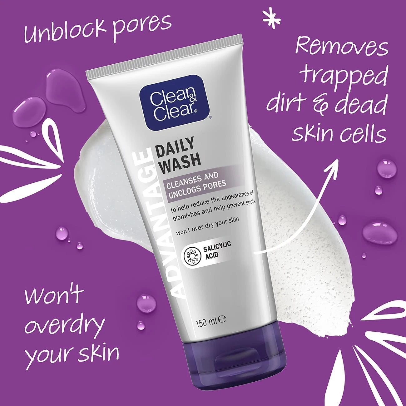 CLEAN & CLEAR® Advantage Spot Control Daily Wash 150ml (Pack of 1) - Image 6