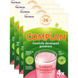 Complan Vitamin Rich Drink Strawberry Flavour 4 x 55g Sachets - Pack of 4
