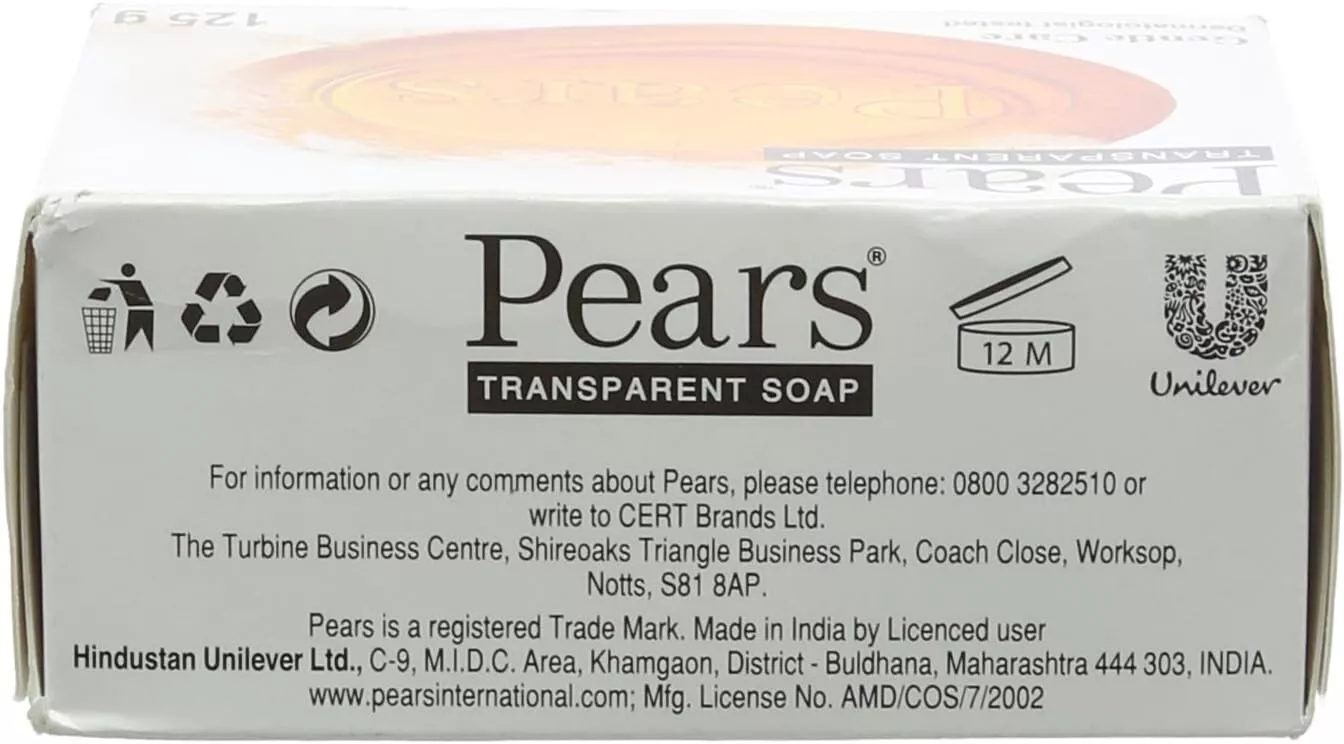 Pears Gentle Care Transparent Amber Bar Soap 125g Pack 6 - Image 4
