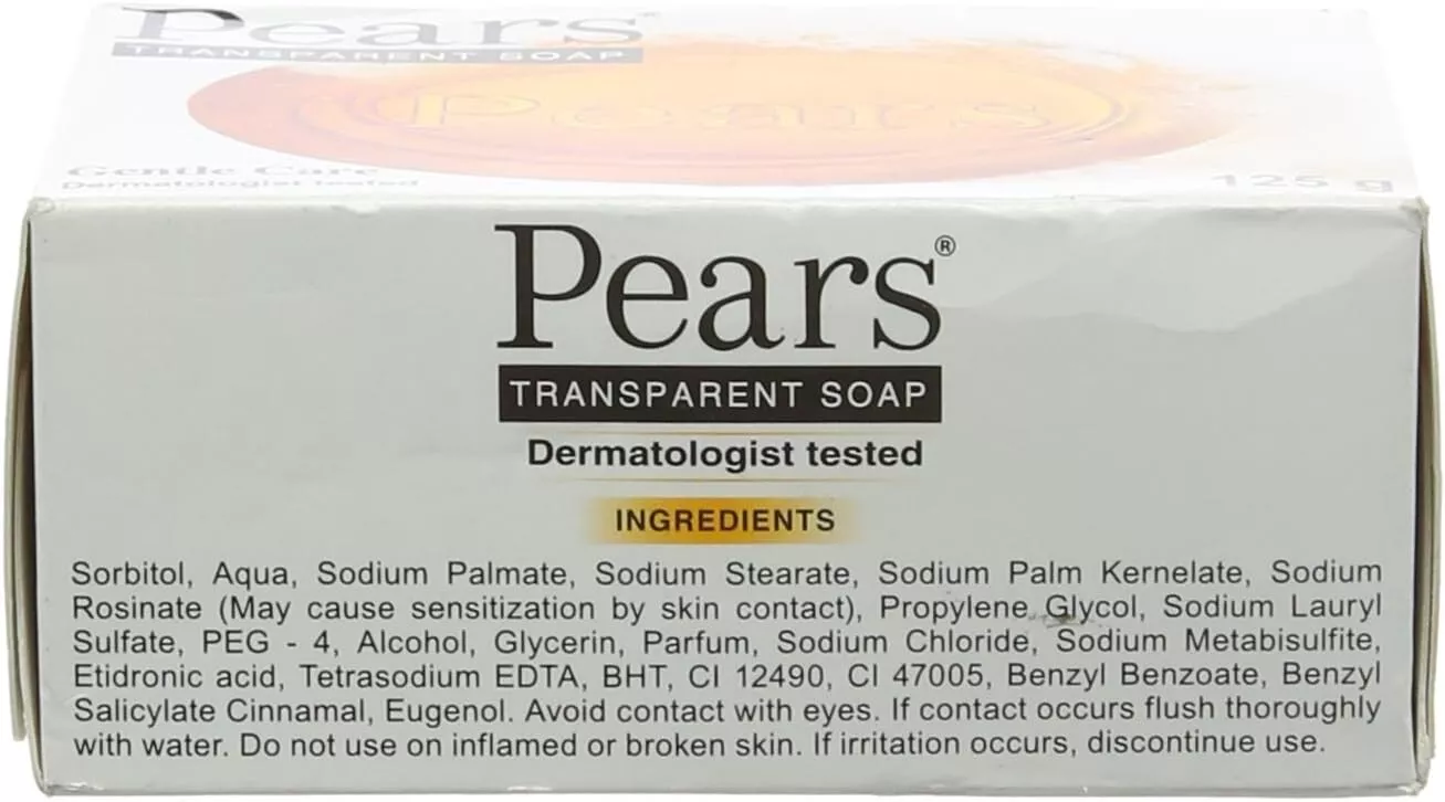 Pears Gentle Care Transparent Amber Bar Soap 125g Pack 6 - Image 3