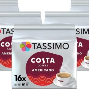 Tassimo Costa Americano Coffee Pods x16 (Pack of 5, Total 80 Drinks)