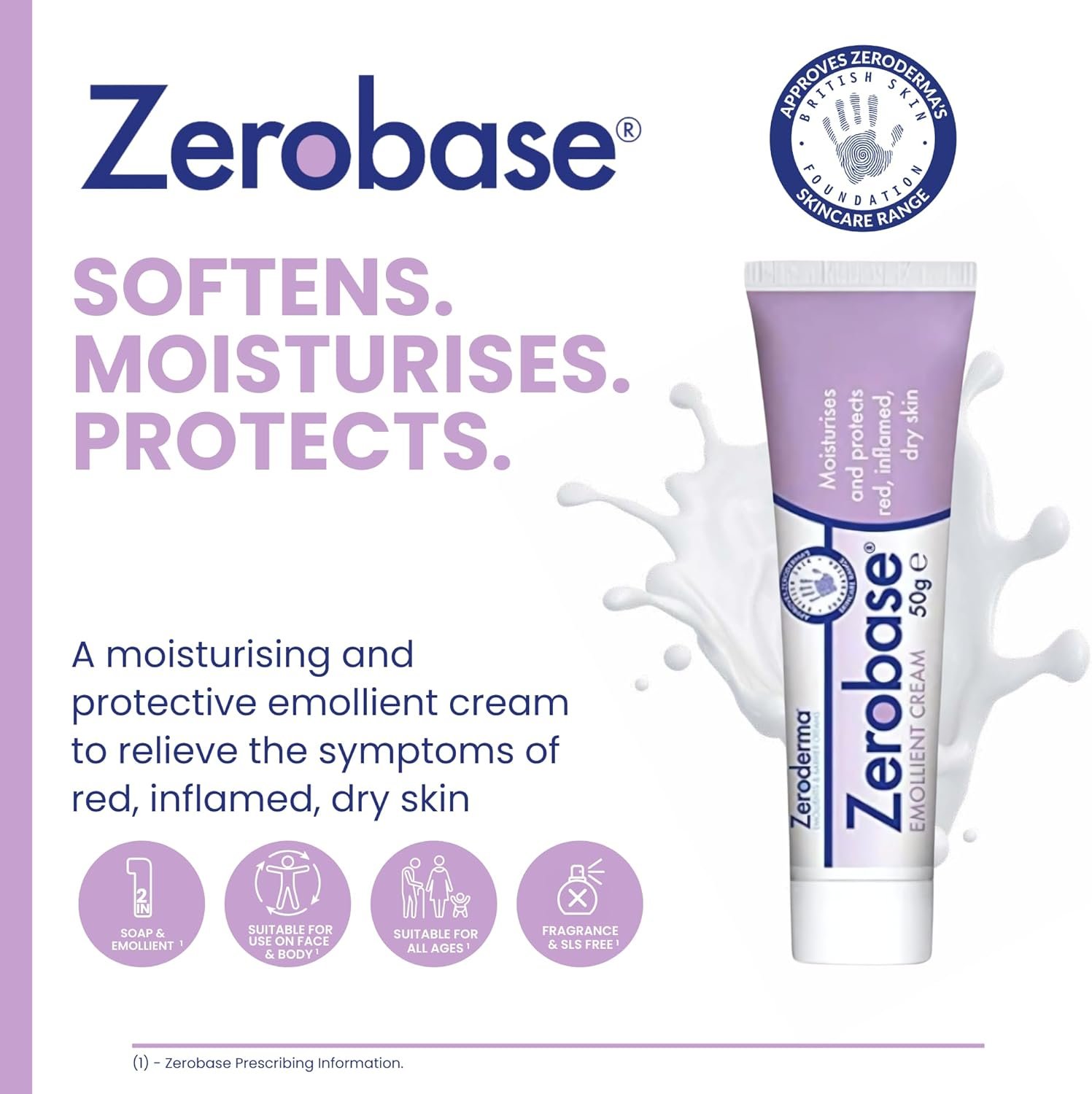 Zerobase Emollient Cream 50g {Pack 3} - Image 3