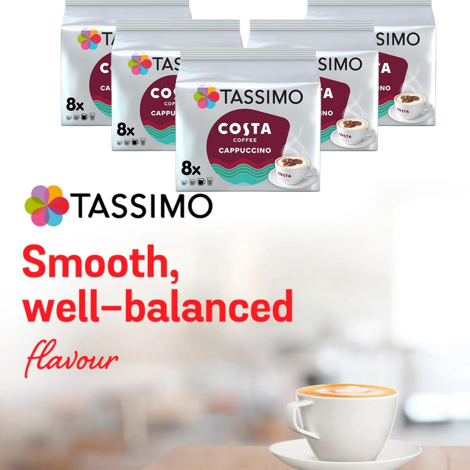 Costa Cappuccino Coffee Pods 40 Bulk Buy Drinks (5 Packs) Medium Roast Creamy Cafe-Style Cappuccino with Milk & Espresso Pods Caffeinated Coffee Capsules - Image 5